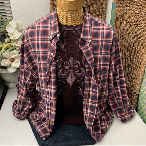 Eddie Bauer Other - “Eddie Bauer” L/S plaid button front shirt- XXL